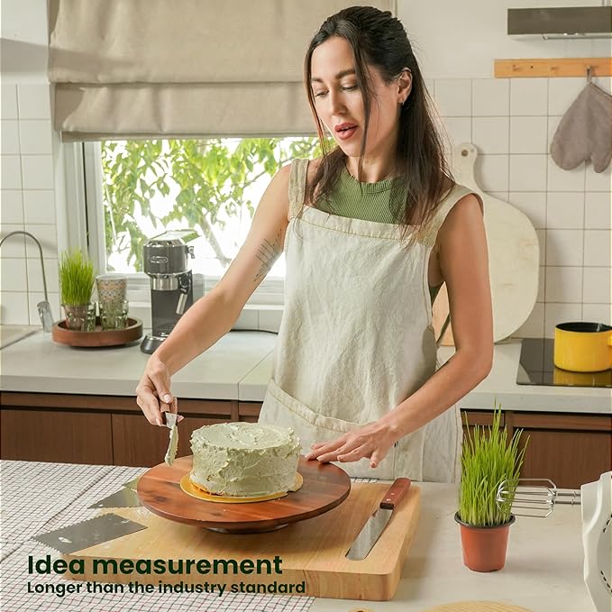 TIDITA 13" Acacia Cake Stand Rotating, Non-Slip Pads, for Sizeable Cakes