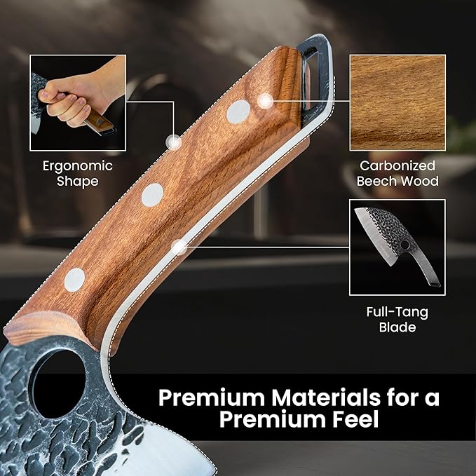 Matsato Cleaver Knife – Japanese Steel Cooking Butcher Knife for Meat & Vegetables Chopping, 5.8 Inch Kitchen Knife, Kitchen Gift for Men & Women