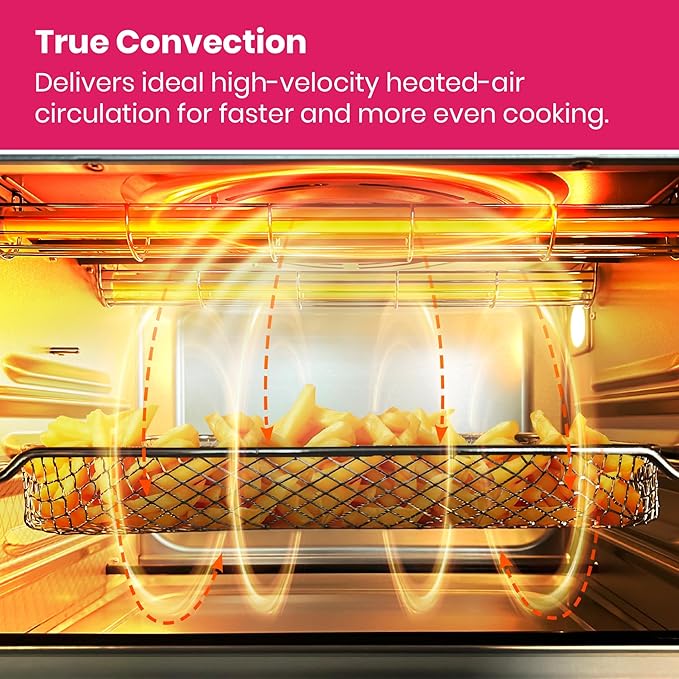 VAL CUCINA 26.3 QT Limited Edition Happy Pink Infrared Heating Air Fryer Toaster Oven, Large Countertop Convection Oven 10-in-1 Combo, 6-Slice Toast, Enamel Baking Pan Easy Clean with Recipe Book