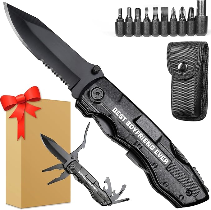Gifts for Boyfriend, Multitool Knife"BEST BOYFRIEND EVER", Birthday Gifts for Boyfriend - Best Boyfriend Ever Gifts, Boyfriend Christmas Gift, Valentines Day Gifts for Boyfriend, Camping Gifts