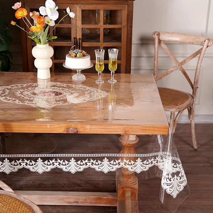 Artbloss Clear Table Cover Protector Vinyl Table Cloth, 60" x 120"