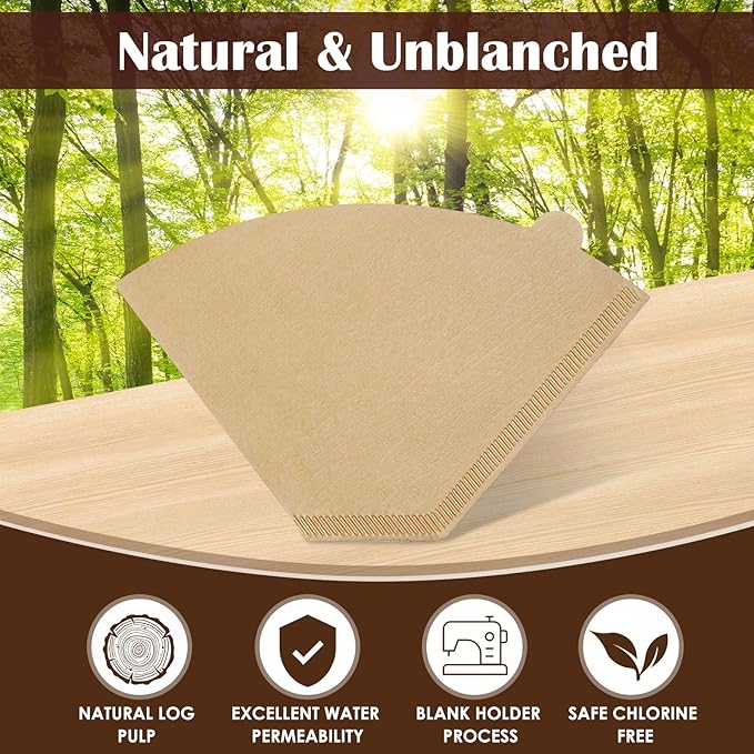 200 Count #4 Cone Coffee Filters 8-12 Cup, Natural Coffee Filters