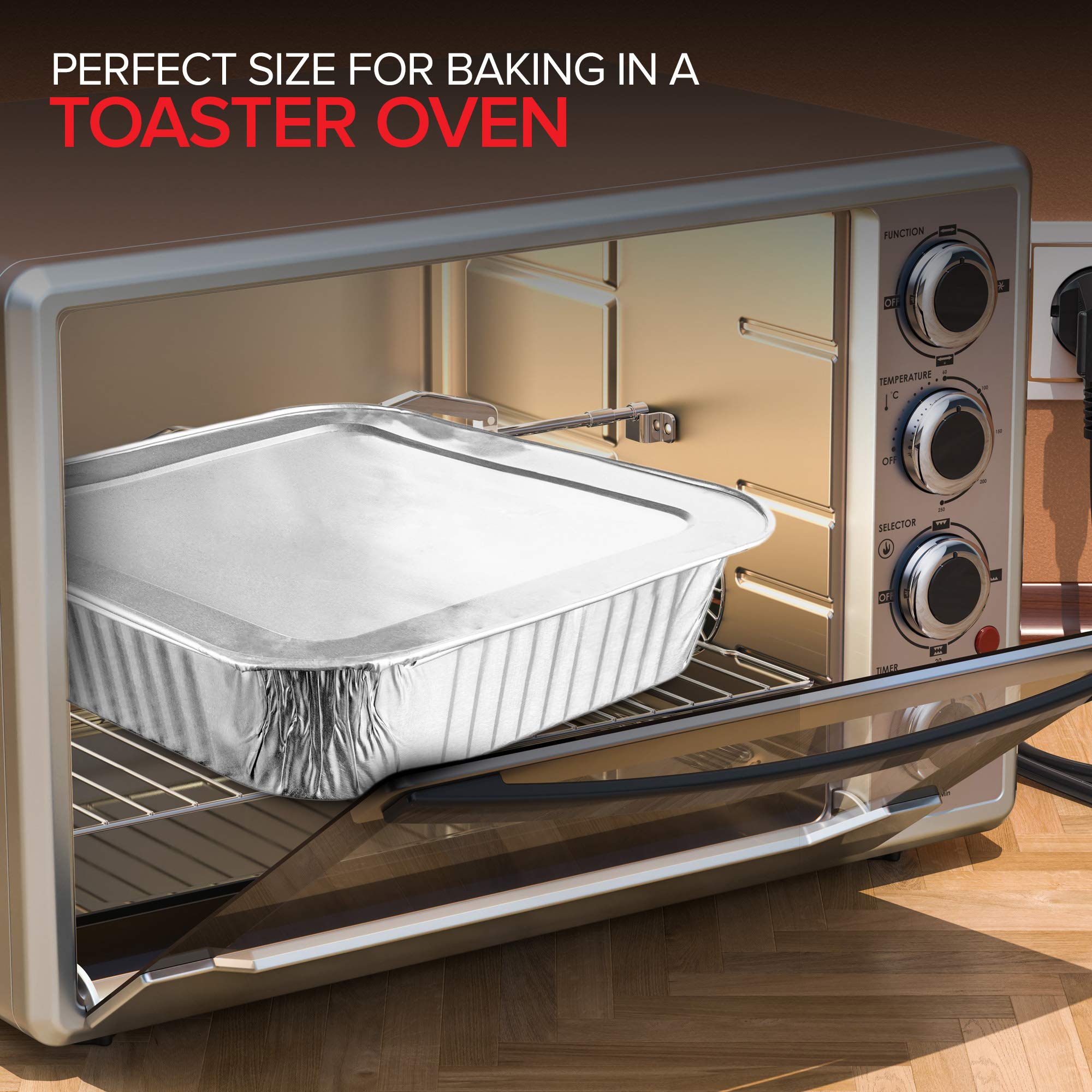 Stock Your Home 8x8 Foil Pans with Lids (20 Pack) 8 Inch Square Aluminum Pans with Covers -Disposable Food Containers Great for Baking Cake, Cooking, Heating, Storing, Prepping Food