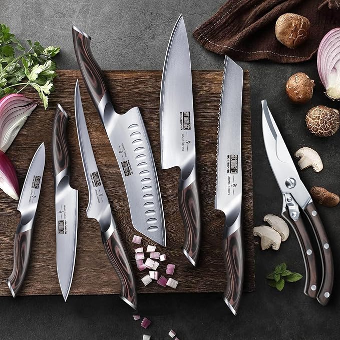 HOSHANHO 8PCS Kitchen Knife Set, Ultra Sharp Japanese Knife Sets with Block