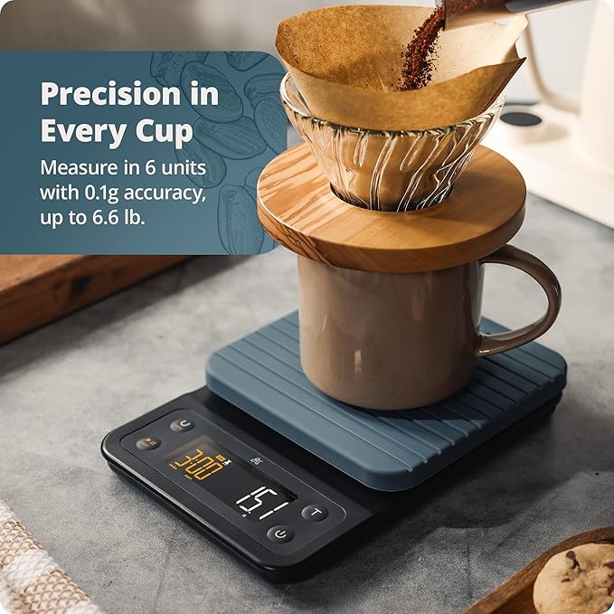Greater Goods Coffee Scale with Timer, 0.1g Precision for Espresso & Matcha