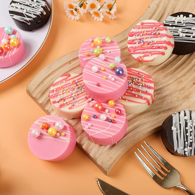 AFINSEA 3Pcs Cake Puck Mold Set,2 Different Sizes Chocolate Covered Cake Silicone Molds, 24-Cavity&12-Cavity Round Cake Pop Molds with 2 Spatulas for DIY Cake Cores, Chocolate Desserts,Cakepucks