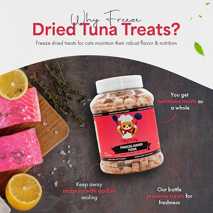 Chef Kitty Freeze Dried Tuna Cat Treats, 100% Wild Caught, 8.5 oz