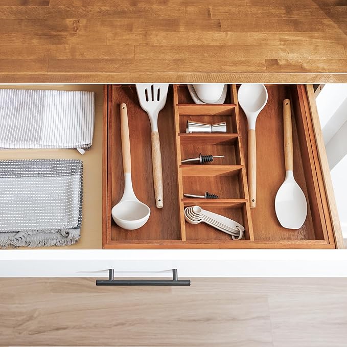 KitchenEdge Utensil & Junk Drawer Organizer, 18.5-33 in, Acacia