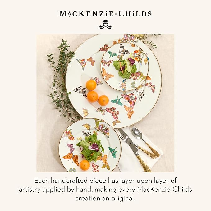 MACKENZIE-CHILDS Enamel Canister, Medium, White Butterfly Garden