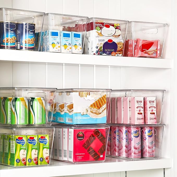 Vtopmart 4 Pack Clear Stackable Storage Bins with Lids, Large