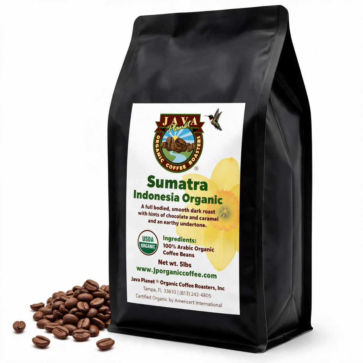 Java Planet Low Acid Organic Whole Bean Coffee, Papua New Guinea, 16 oz