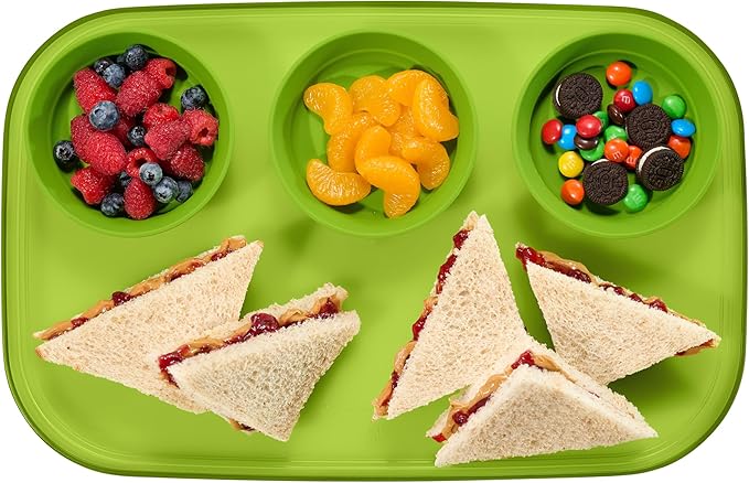 madesmart dipware 3 Bowl Serving Tray, Stackable & Removable Dip Bowls for Charcuterie, Guacomole, Snacks, Veggies, Premium Dishwasher & Microwave Safe, Multipurpose Plate & Bowl, Lime