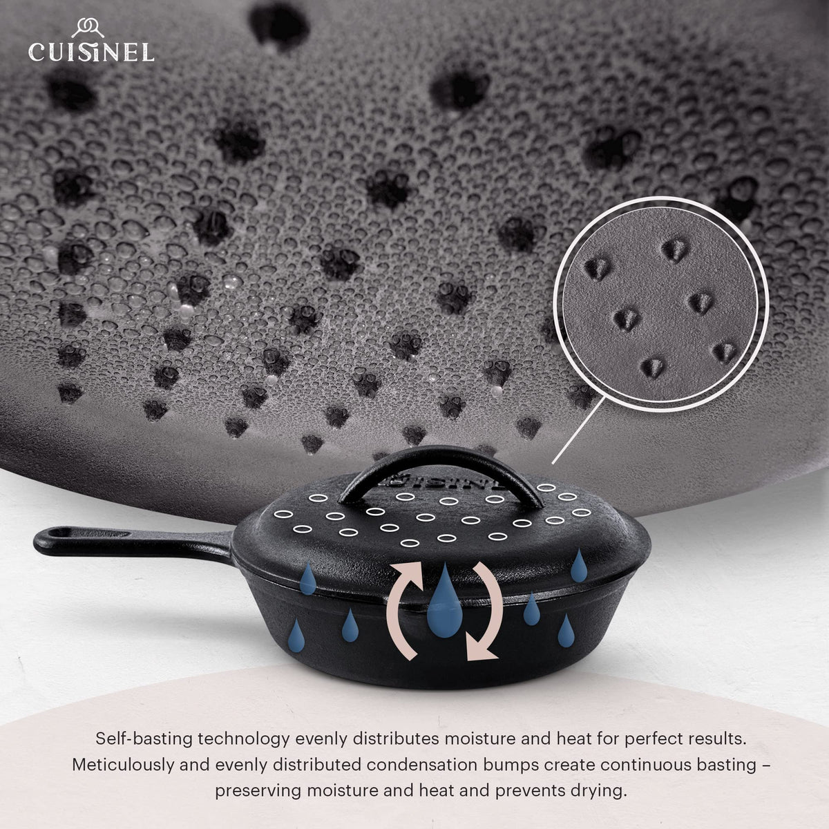 Cuisinel 12‑Inch Cast Iron Skillet – Pre‑Seasoned Frying Pan with Assist Handle & Silicone Handle Holder – Oven, Stovetop, Grill & Campfire Safe Cookware – PFAS & PFOA‑Free