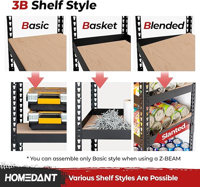 HOMEDANT 5 Tier Laminated Boltless Heavy Duty Garage Storage Adjustable Wide Size Metal Shelving Unit Utility Rack Shelves Organization Shelf Shed Warehouse 47.7" W x 24.1" D x 71.3" H 10Pack