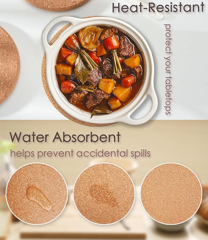 KITLAB Cork Trivets for Hot Dishes, Hot Pots and Pans, 8 Inch 8 Pcs
