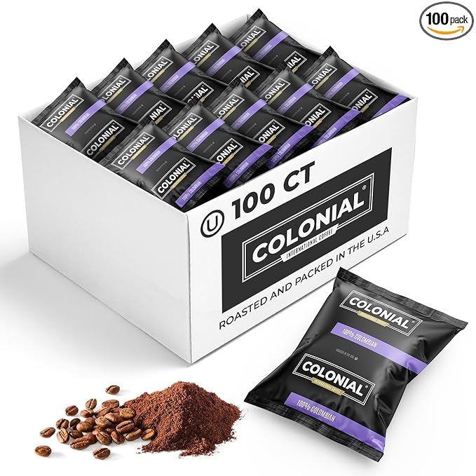 Colonial Coffee Ground Frac Packs, Colombian, Medium Roast, 100-Count