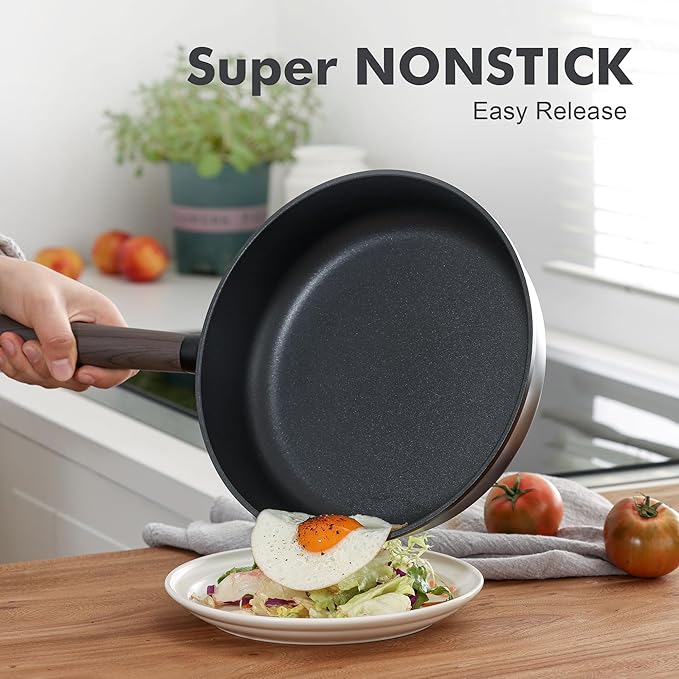 SENSARTE 15Pcs Nonstick Cookware Set Pots and Pans Set Kitchen Cooking Frying Pans with Stay-cool Handle, Dishwasher Safe, Induction Compatible, PFOA/PFOS Free, Black