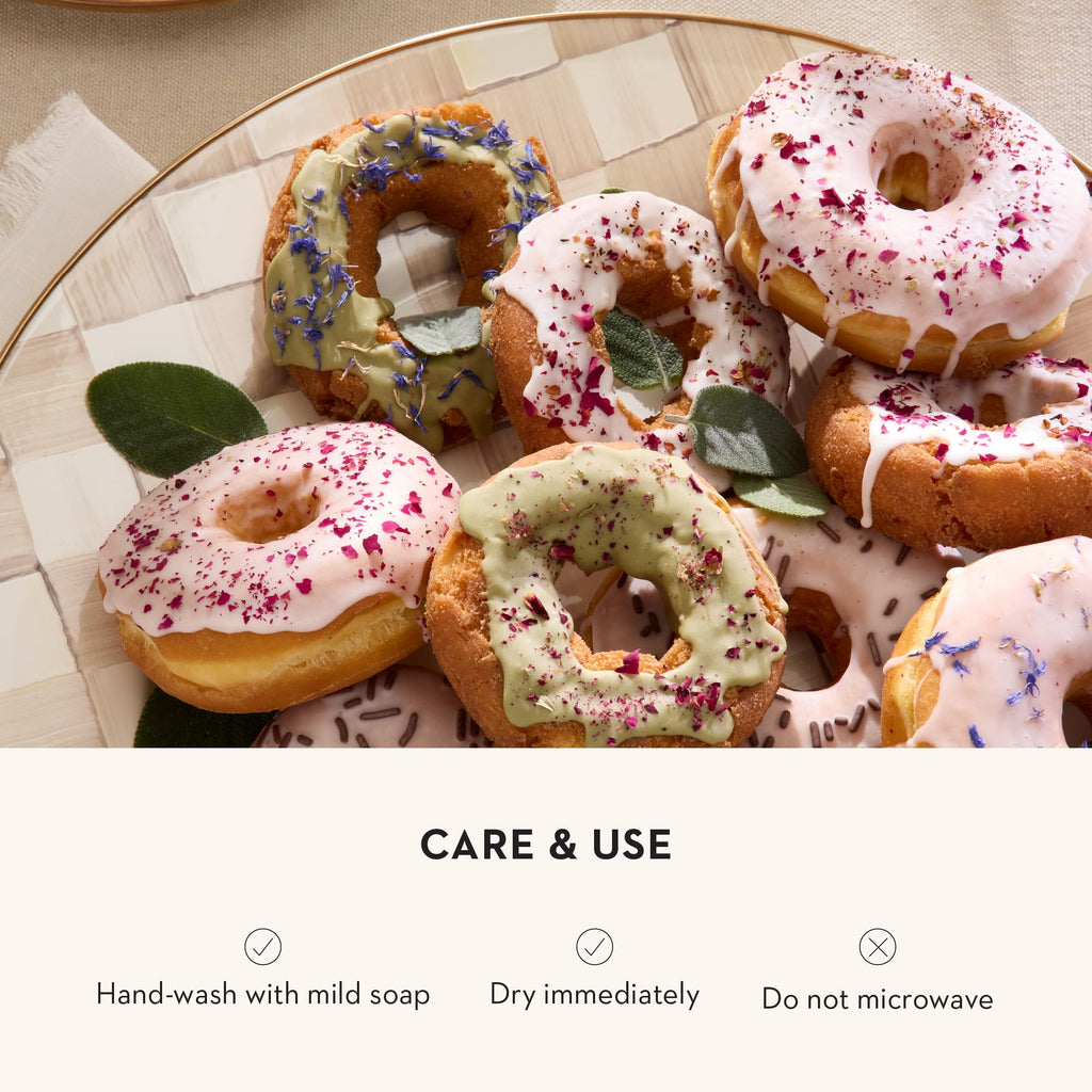 MACKENZIE-CHILDS Enamel Serving Platter, Brown-and-White Mocha Check