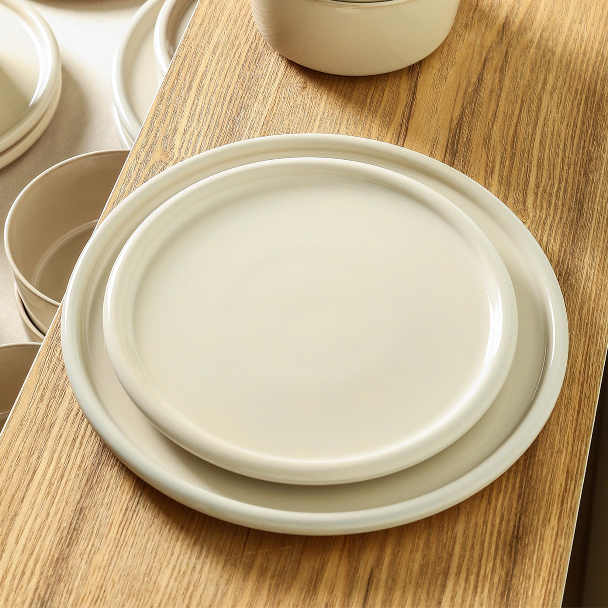 Stone Lain Eden 4-Piece Salad Plate Set Stoneware, Beige