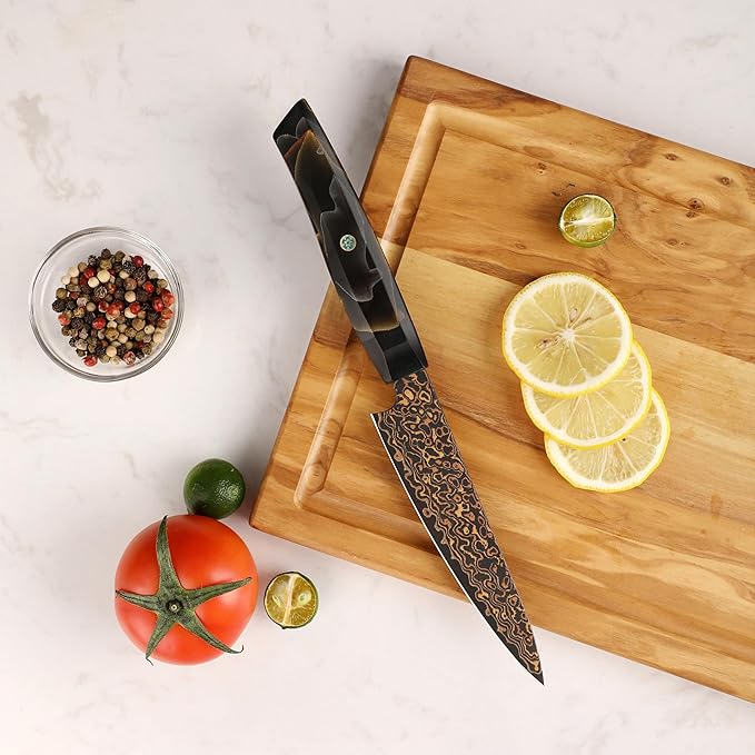 Seido Kurogane 5 Inch Petty Knife, VG10 Damascus Utility Knife
