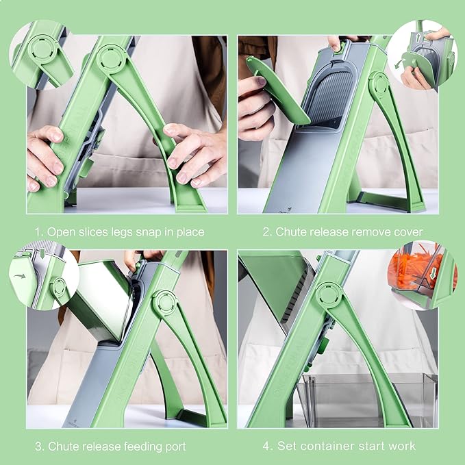 ONCE FOR ALL Safe Mandoline Slicer Plus, Bigger Size, Veggie Slicer, Green