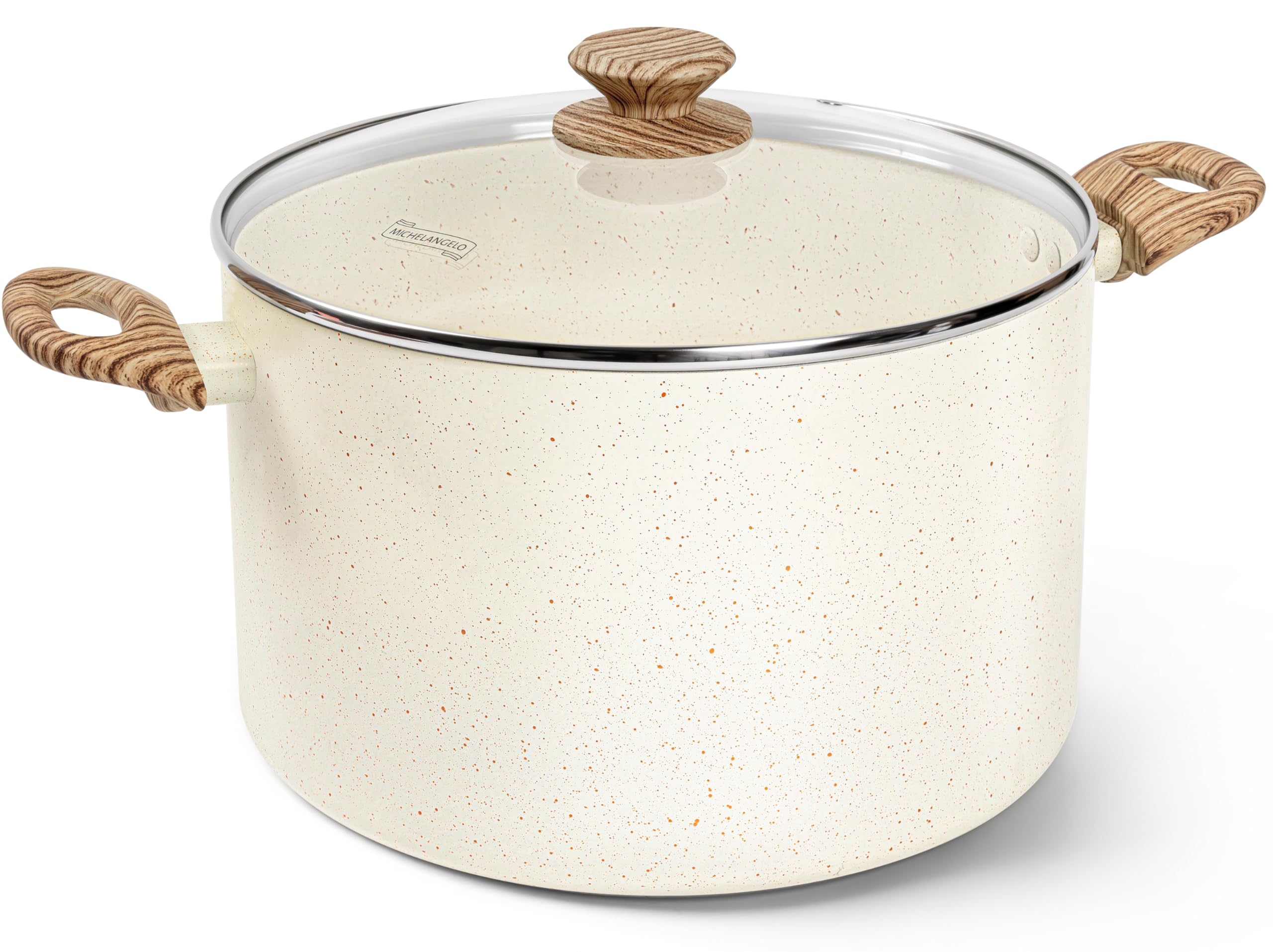 MICHELANGELO 10 Quart Stock Pot with Lid, Large Pot for Cooking, Nonstick Cooking Pot with Healthy Coating, Big Soup Pots Induction Compatible, White