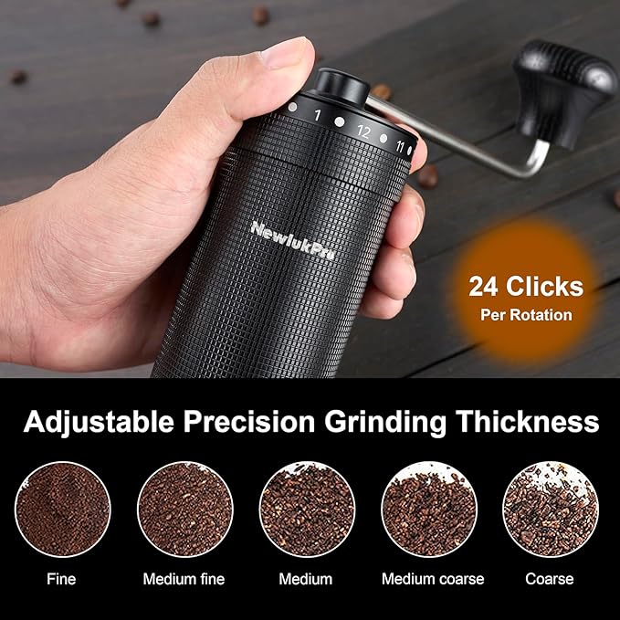 NewlukPro M7 Pro Manual Coffee Grinder,Titanium Conical Burr,35g Capacity
