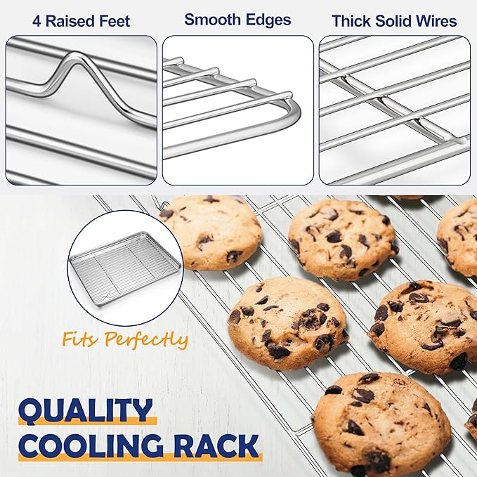 12.5” Baking Sheet Pan with Rack, Joyfair Stainless Steel Toaster Oven Tray