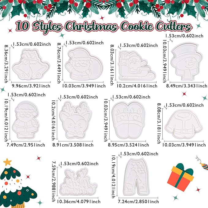 Flycalf Christmas Cookie Cutters Snowman with Plunger Stamps Holiday PLA Baking Accessories Cutter Molds Gifts Decorative Party 3.5" Kitchen Cake Supplies