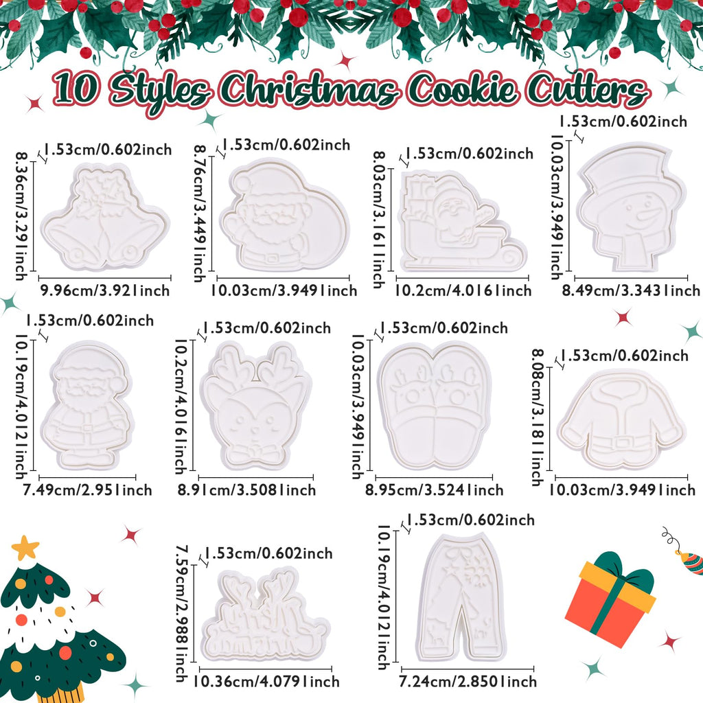 Flycalf Christmas Cookie Cutters Reindeer with Plunger Stamps Holiday PLA Baking Accessories Cutter Molds Gifts Decorative Party 3.5" Kitchen Cake Supplies