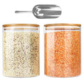 Urban Green Glass Jars with Airtight Lids, Airtight Glass Canisters with Locking Lids, (Bamboo 100oz)