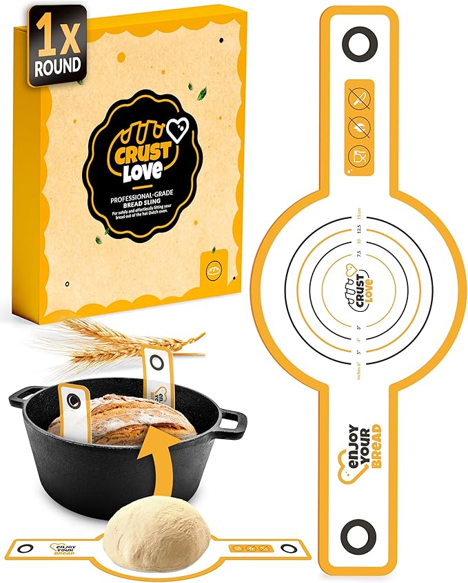 CRUSTLOVE Round Silicone Bread Sling for Easy Bread Lifting from Dutch Oven