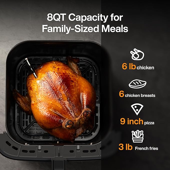 Typhur Sync 8QT AI Smart Air Fryer with Built-in Wireless Meat Thermometer