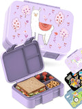 BEARFOOT Kids Lunch Box with Compartments – Compact & Lightweight | Leak-Proof, BPA-Free, Dishwasher Safe | Hand-Drawn Design for Preschool, School, Travel (Llama Purple, 2.75 Cups)