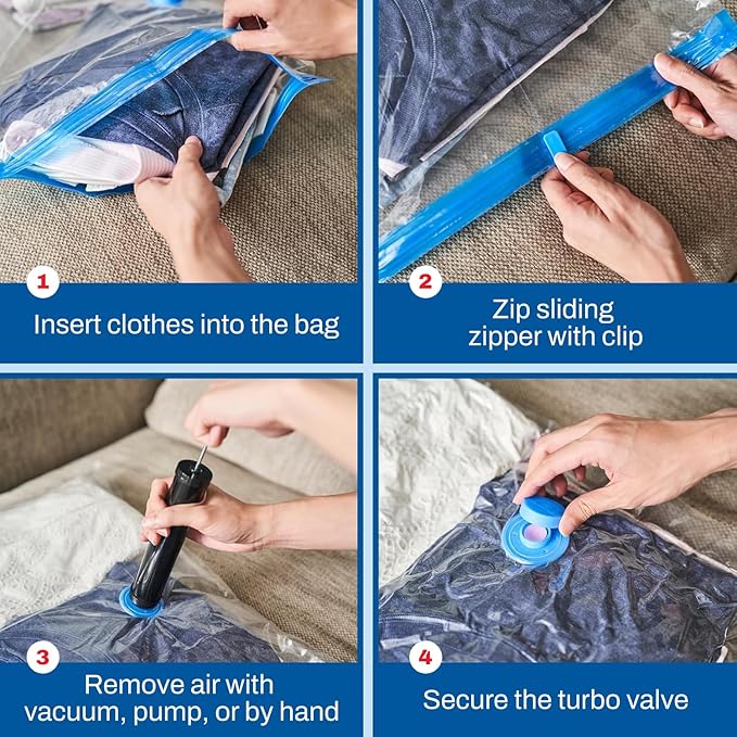 Spacesaver Jumbo Vacuum Storage Bags for Comforters, Blankets & Clothes – Vacuum Sealed Compression Bag with Hand Pump – Space Saver Storage Bag for Bedding, Moving, Travel & Organization (5 Pack)