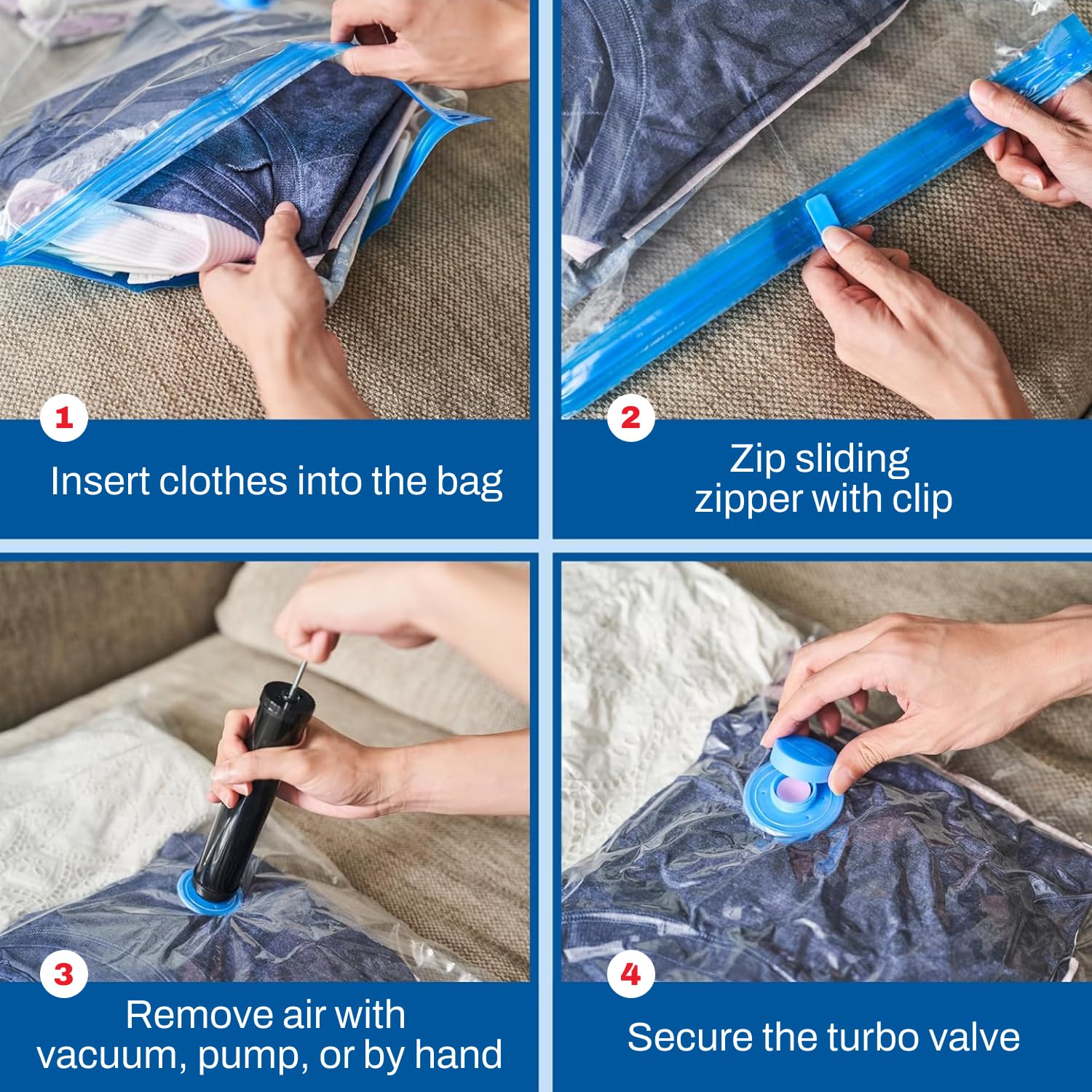 Spacesaver 2 Pack Jumbo Vacuum Storage Bags for Blankets & Clothes – Jumbo Vacuum Sealed Compression Bags with Hand Pump – Space Saver Storage Bags for Bedding, Moving, Travel & Organization
