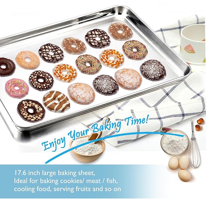 TeamFar Stainless Steel Baking Sheet with Wire Rack Set, 17.6"x13"x1"