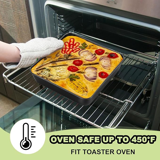E-far 9 x 9 Inch Square Cake Pan, Nonstick Baking Brownie Pan Set of 2