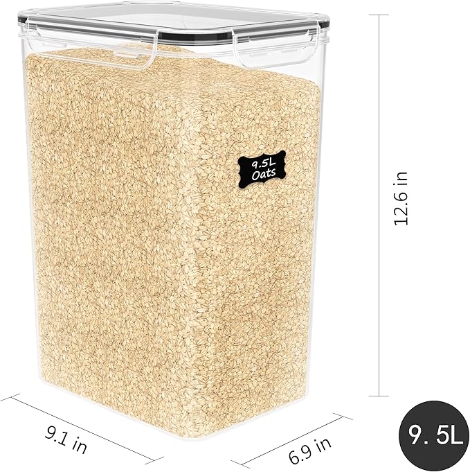 FOOYOO 2 PC Flour Sugar Storage Containers (9.5L | 321 Oz) Extra Large Food Storage Containers with Lids - Airtight Leakproof BPA FREE Flour Container for Rice, Cereal, Sugar