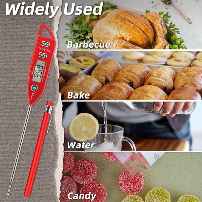 BOMATA Digital Water Thermometer for Liquid, Cooking, IPX7 Waterproof