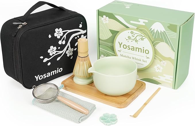 Travel Matcha Set with Portable Storage Bag, 9-Piece Japanese Matcha Kit includes Ceramic Bowl, Bamboo Whisk, Holder & Tray, Traditional Tea Ceremony Gift Box for Travel & Home