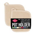 RITZ Terry Potholder & Hot Pad: Unparalleled Heat Resistant, Durable 100% Cotton – Ergonomically Designed for Optimal Grip – Easy-Care Machine Washable – 2-Pack, Latte