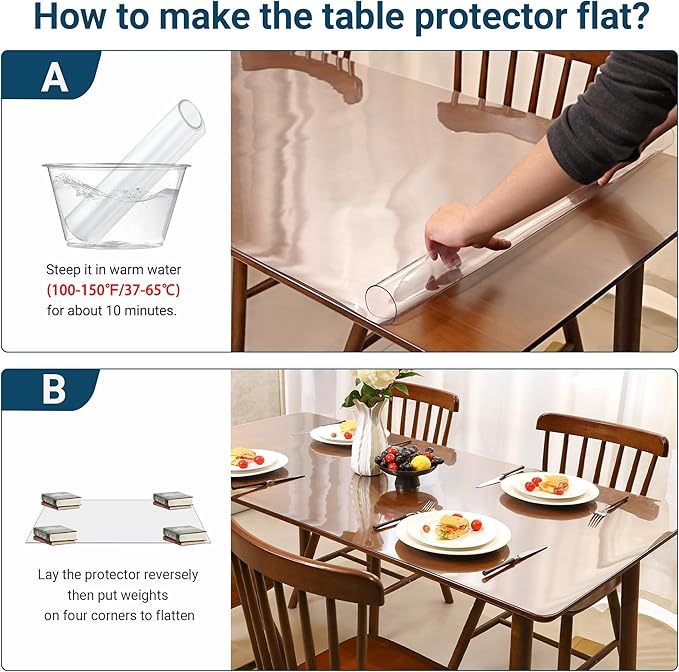 NAP2WELL Clear Table Cover Protector 20 x 40 Inch, 1.5mm Plastic Desk Mat