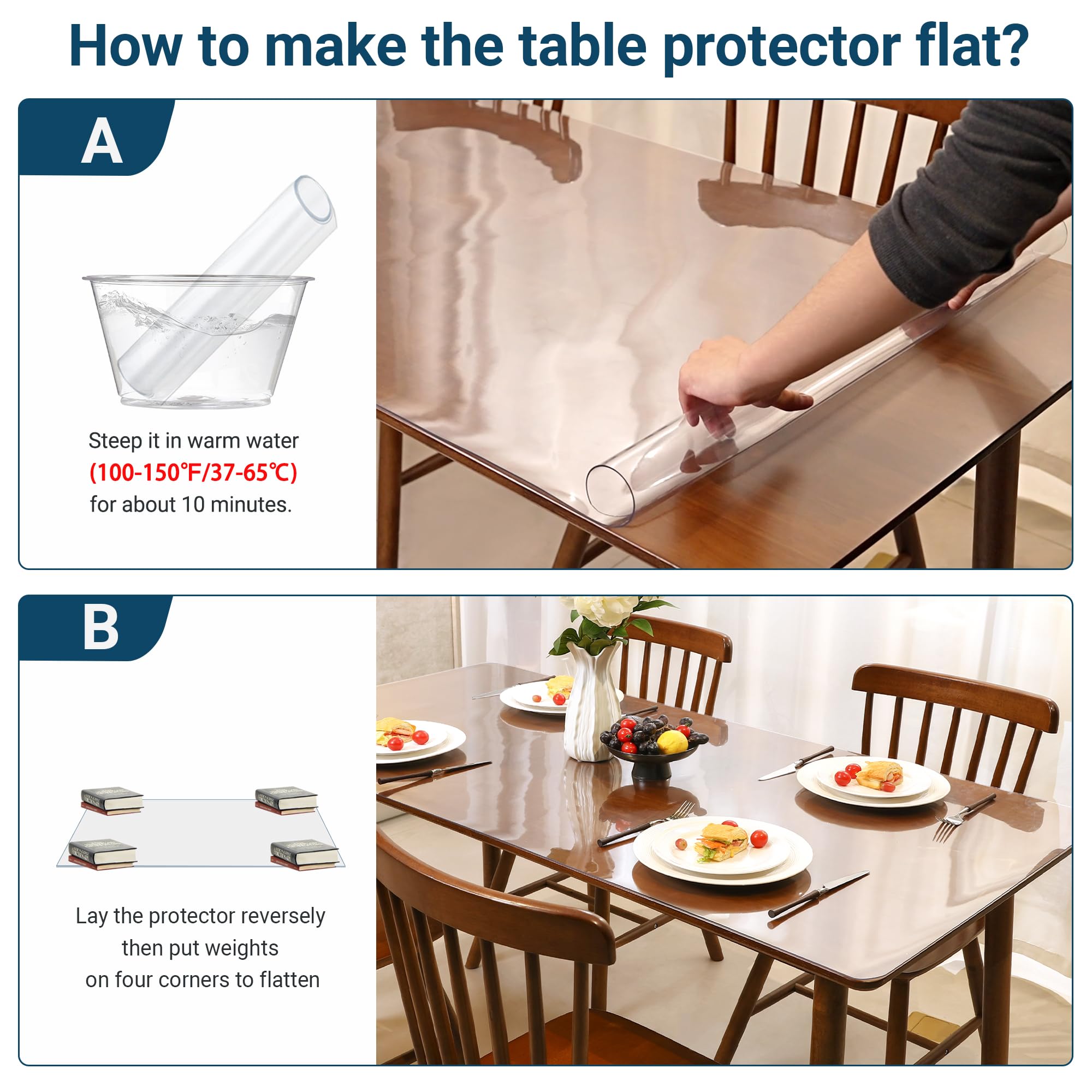 NAP2WELL Clear Table Cover Protector 36 x 60 Inch, 1.5mm Plastic Desk Mat