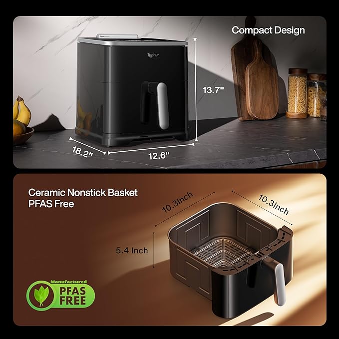 Typhur Sync 8QT AI Smart Air Fryer with Built-in Wireless Meat Thermometer