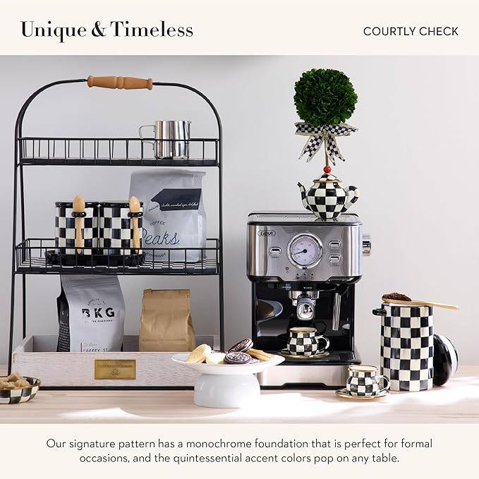MACKENZIE-CHILDS Farmhouse Canister, Black-and-White Courtly Check