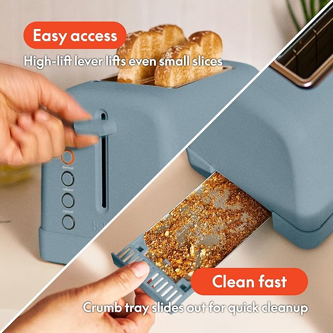bella 2-Slice Toaster with Extra Wide Slots and 6-Shade Control, Surf