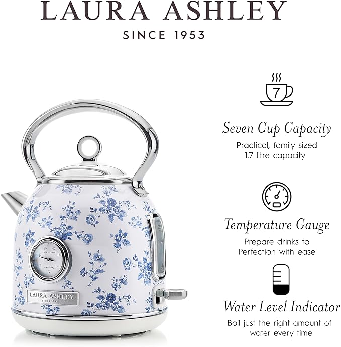 Laura Ashley Electric Kettles for Boiling Water, 1.7L Electric Tea Kettle