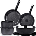 GiPP Ceramic Pots and Pans Set Non Stick, 11 Piece Nonstick Detachable Handle Cookware Sets, Non Toxic Induction Kitchen Pot and Pan with Removable Handle, Healthy RV Cookware, Dishwasher ＆Oven Safe