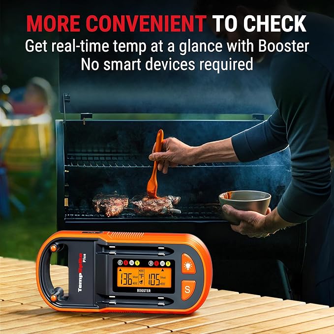 TempPro TempSpike 600ft Wireless Meat Thermometer with 2 Color-Coded Probes